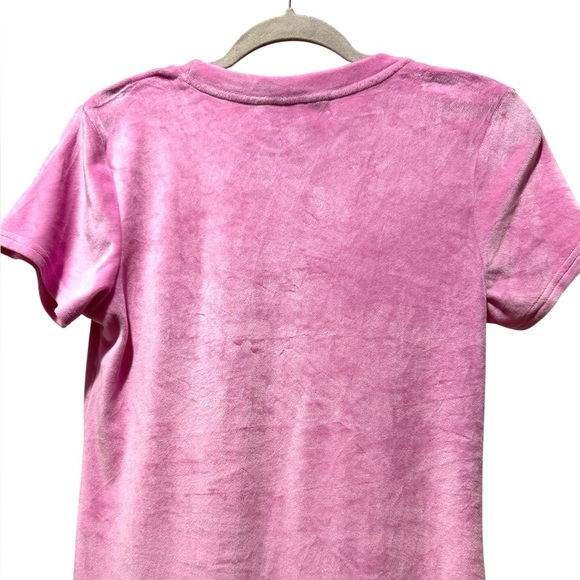 Juicy Couture Pink Velour Sleep Shirt Pajama Nightgown Size L Bling Logo Soft - Picture 6 of 12